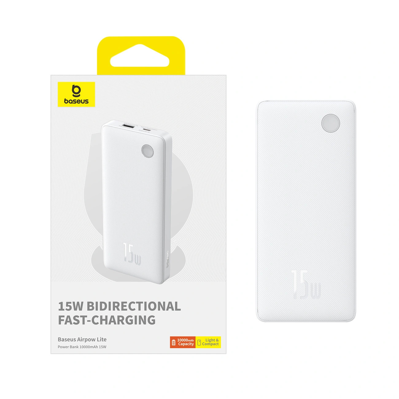 Powerbank Baseus Airpow Lite 10000mAh 15W z kablem USB-A - USB-C 30cm