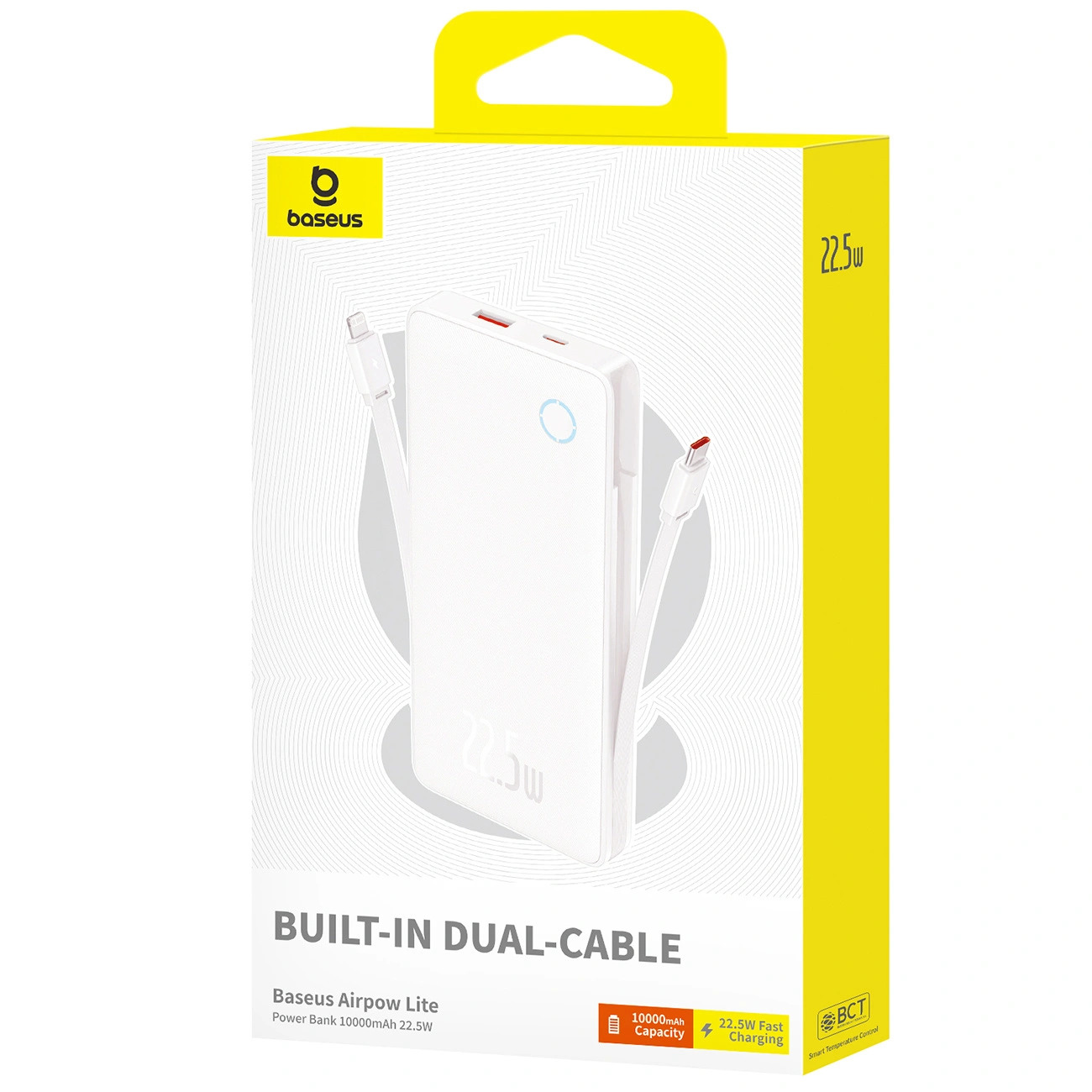 Powerbank Baseus Airpow Lite 10000mAh 22,5W z kablami USB-C i Lightning