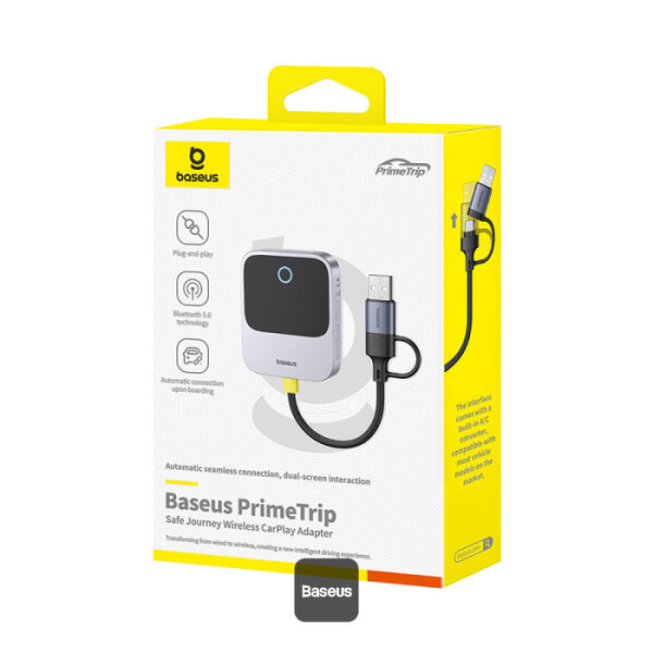 Zdjęcie produktu: Adapter CarPlay Baseus SafeJourney Series bezprzewodowy - szary Zdjęcie produktu: Adapter CarPlay Baseus SafeJourney Series bezprzewodowy - szary