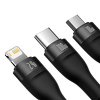 Miniatura zdjęcia: Kabel przewód pleciony USB 3w1 Baseus Flash Series II 100W