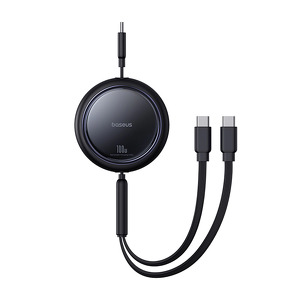 Miniatura produktu: Kabel zwijany Baseus Bright Mirror Series USB-C - 2 x USB-C 100W 1m - czarny