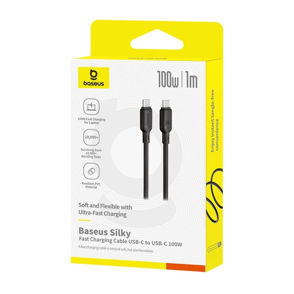 Zdjęcie produktu: Kabel Baseus Silky Series 100W USB-C - USB-C 1m - czarny