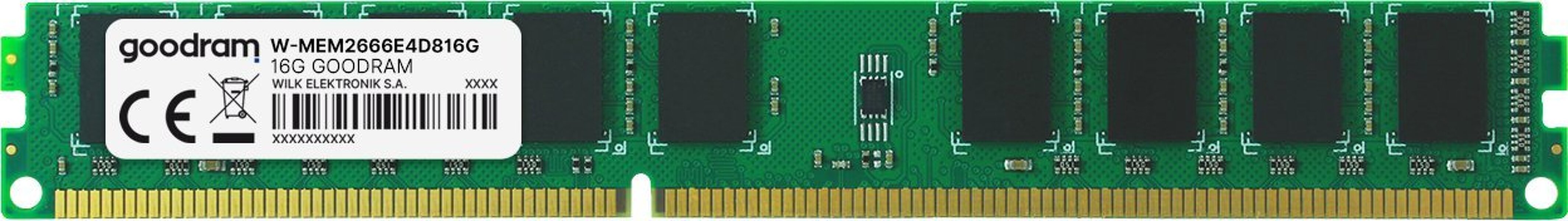Zdjęcie produktu: Pamięć serwerowa GoodRam DDR4, 16 GB, 2666 MHz, CL19 W-MEM2666E4D816G ECC Zdjęcie produktu: Pamięć serwerowa GoodRam DDR4, 16 GB, 2666 MHz, CL19 W-MEM2666E4D816G ECC