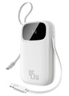 Powerbank Baseus EnerFill FC31 Qpow 3 10000mAh 45W z wyświetlaczem cyfrowym z kablami USB-C i Lightning - biały
