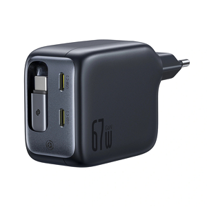 Miniatura produktu: Ładowarka sieciowa Baseus EnerCore CJ11 67W z dwoma portami USB-C i ze zwijanym kablem USB-C - czarna Miniatura produktu: Ładowarka sieciowa Baseus EnerCore CJ11 67W z dwoma portami USB-C i ze zwijanym kablem USB-C - czarna