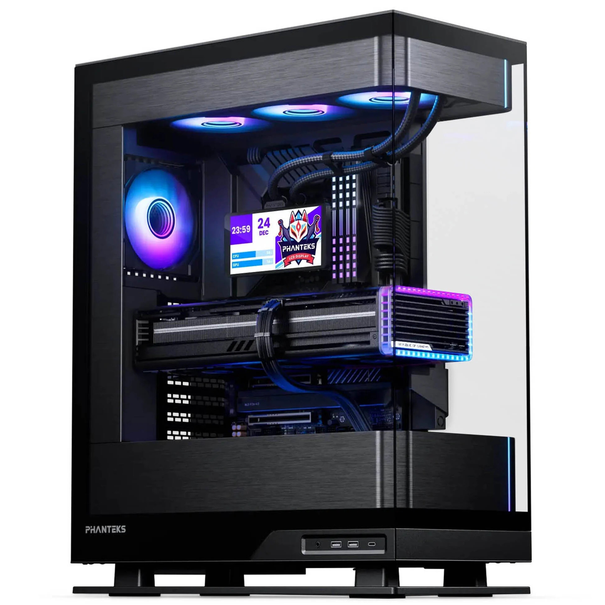 Phanteks Glacier One 360M25 LCD ARGB czarne, chłodzenie wodne AiO 360mm Phanteks Glacier One 360M25 LCD ARGB czarne, chłodzenie wodne AiO 360mm