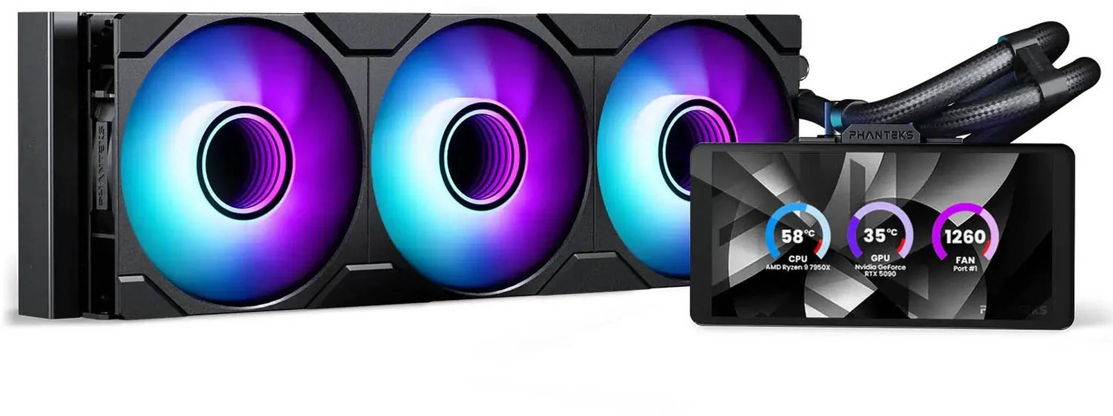 Zdjęcie produktu: Phanteks Glacier One 360M25 LCD ARGB czarne, chłodzenie wodne AiO 360mm Zdjęcie produktu: Phanteks Glacier One 360M25 LCD ARGB czarne, chłodzenie wodne AiO 360mm