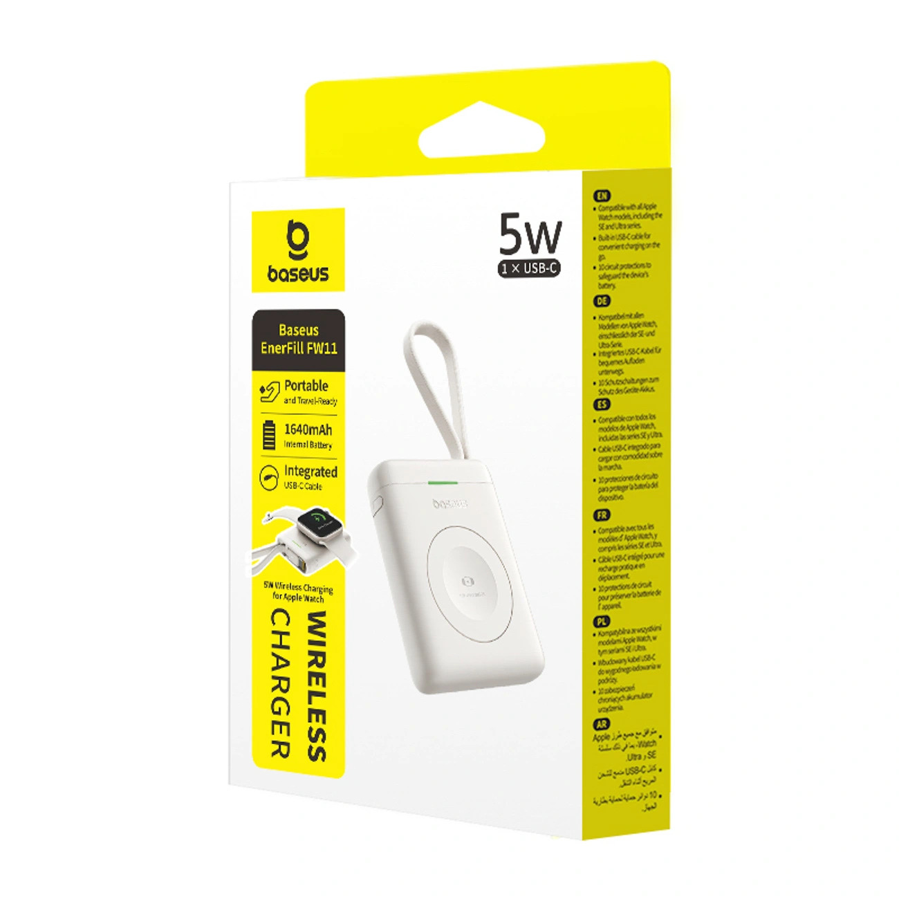 Powerbank Baseus EnerFill FW11 5W do Apple Watch z kablem - biały