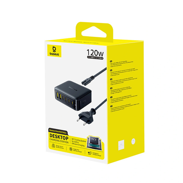 Zdjęcie produktu: Stacja ładująca Baseus EnerFill FH21 120W 4xUSB-C + 2xUSB-A - czarna