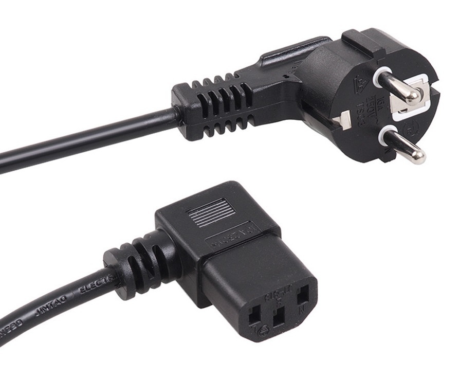 Kabel zasilający Maclean, kątowy, 3 pin, wtyk EU, 1.5m, MCTV-802