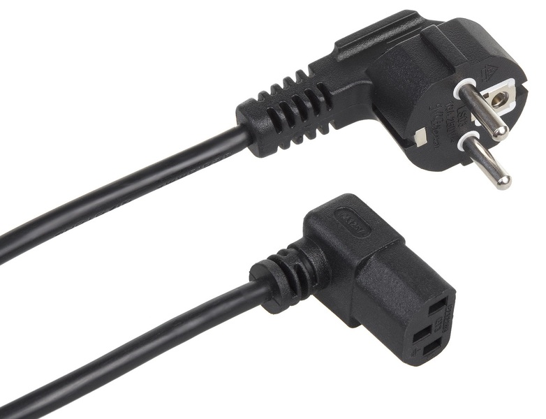 Zdjęcie produktu: Kabel zasilający Maclean, kątowy, 3 pin, wtyk EU, 1.5m, MCTV-851