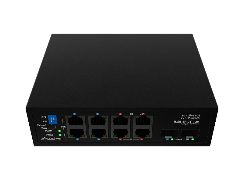 Lanberg LIGHT INDUSTRIAL POE 4XBT 4XAT 2XSFP DIN niezarządzalny gigabit