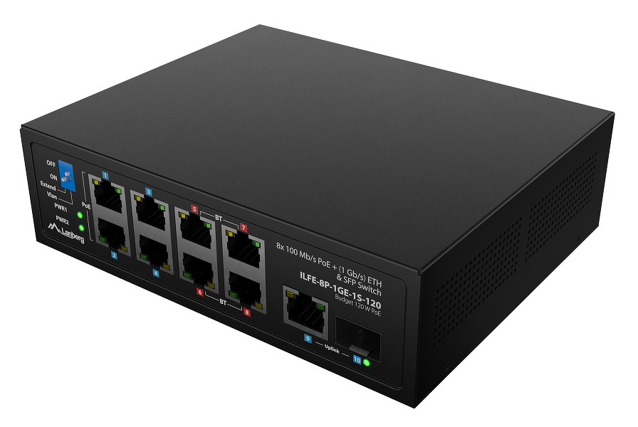 Zdjęcie produktu: Lanberg LIGHT INDUSTRIAL POE 4XBT 4XAT SFP+ETH DIN niezarządzalny