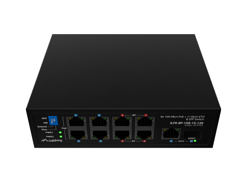 Zdjęcie produktu: Lanberg LIGHT INDUSTRIAL POE 4XBT 4XAT SFP+ETH DIN niezarządzalny