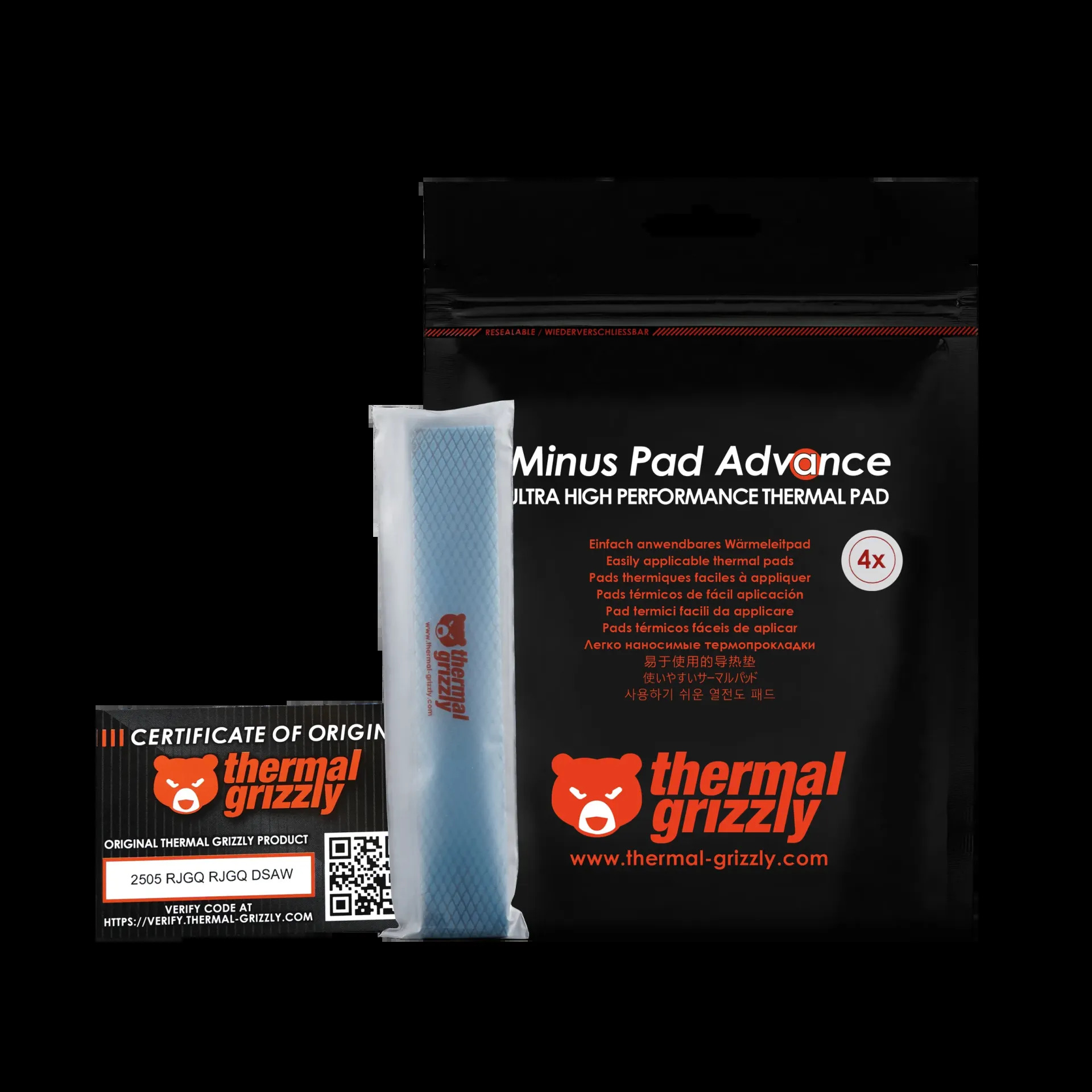 Thermal Grizzly Minus Pad Advance - 120x20x1,0mm, 4 szt Thermal Grizzly Minus Pad Advance - 120x20x1,0mm, 4 szt