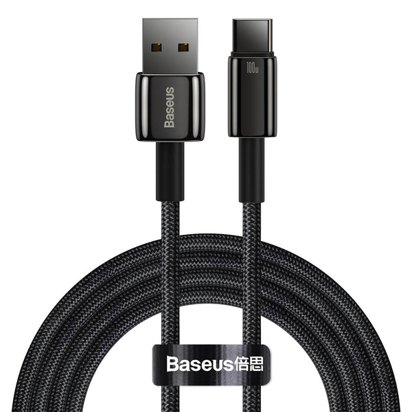 Zdjęcie produktu: Kabel przewód USB Baseus Tungsten Gold USB-A - USB-C 480Mb/s 100W 2m czarny