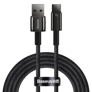 Miniatura produktu: Kabel przewód USB Baseus Tungsten Gold USB-A - USB-C 480Mb/s 100W 2m czarny (CAWJ000101)