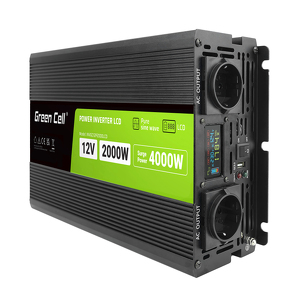 Miniatura produktu: Przetwornica napięcia Green Cell PowerInverter LCD 12V 2000W / 4000W samochodowa z wyświetlaczem, sinus