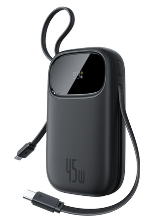 Miniatura produktu: Powerbank Baseus EnerFill FC31 QPow3 20000mAh 45W z wyświetlaczem cyfrowym z 2 wbudowanymi kablami USB-C - czarny