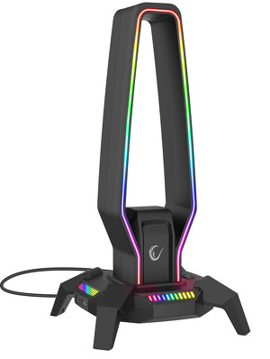 Miniatura produktu: Rampage Stojak na słuchawki IGRIS RGB USB, USB-C, czarny