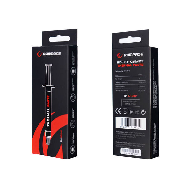 Zdjęcie produktu: Rampage TM-602HP Pasta termoprzewodząca do procesora 17,3 W/mK 2 g Zdjęcie produktu: Rampage TM-602HP Pasta termoprzewodząca do procesora 17,3 W/mK 2 g