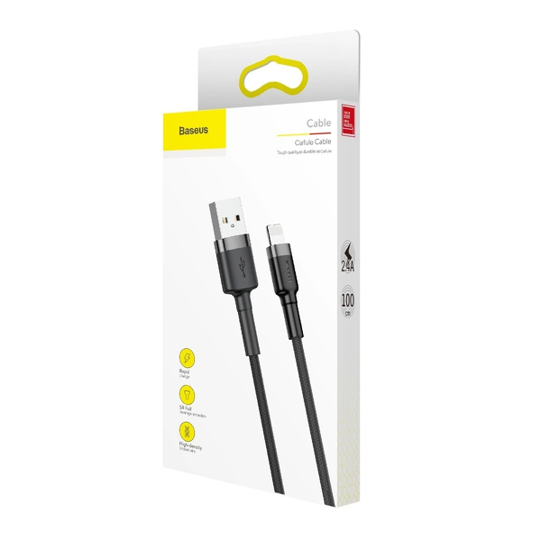 Zdjęcie produktu: Kabel BASEUS Cafule USB-A-Lightning 1m szaro-czarny