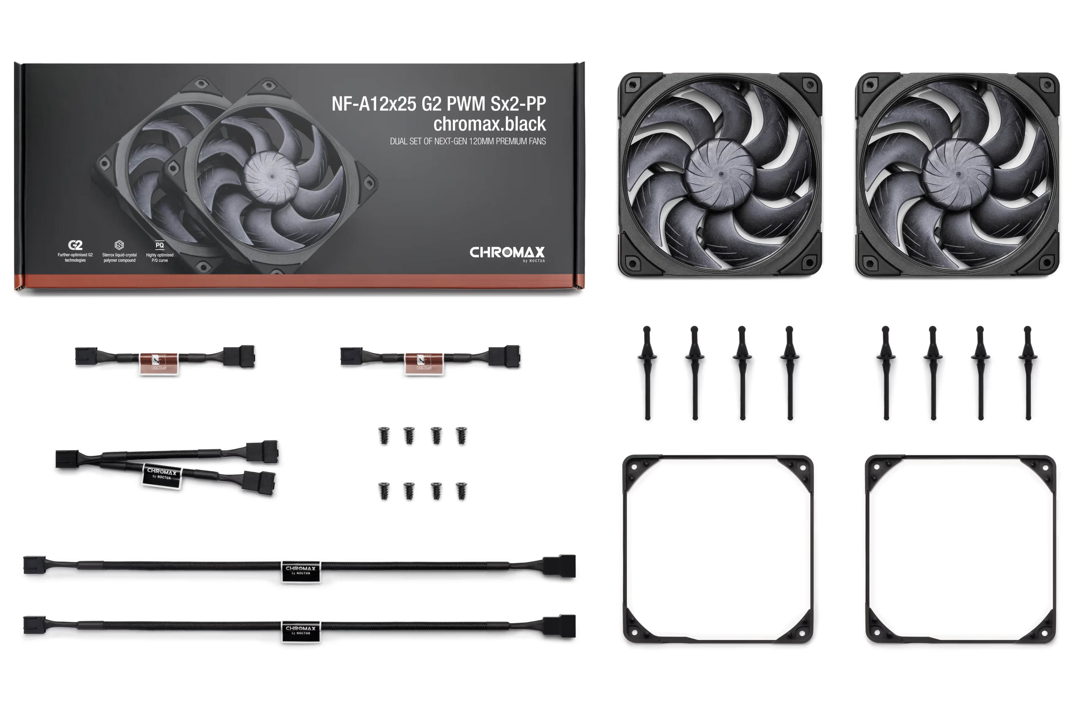 Noctua NF-A12x25 G2 PWM Sx2-PP chromax.black 120mm Noctua NF-A12x25 G2 PWM Sx2-PP chromax.black 120mm