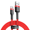 Kabel przewód USB Typ-C 100cm Baseus Cafule Quick Charge 3A z obsługą szybkiego ładowania czerwony (CATKLF-B09)