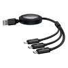 Miniatura zdjęcia: Kabel Baseus Free2Draw Retractable Crystal 100W 3w1 1,1m - czarny