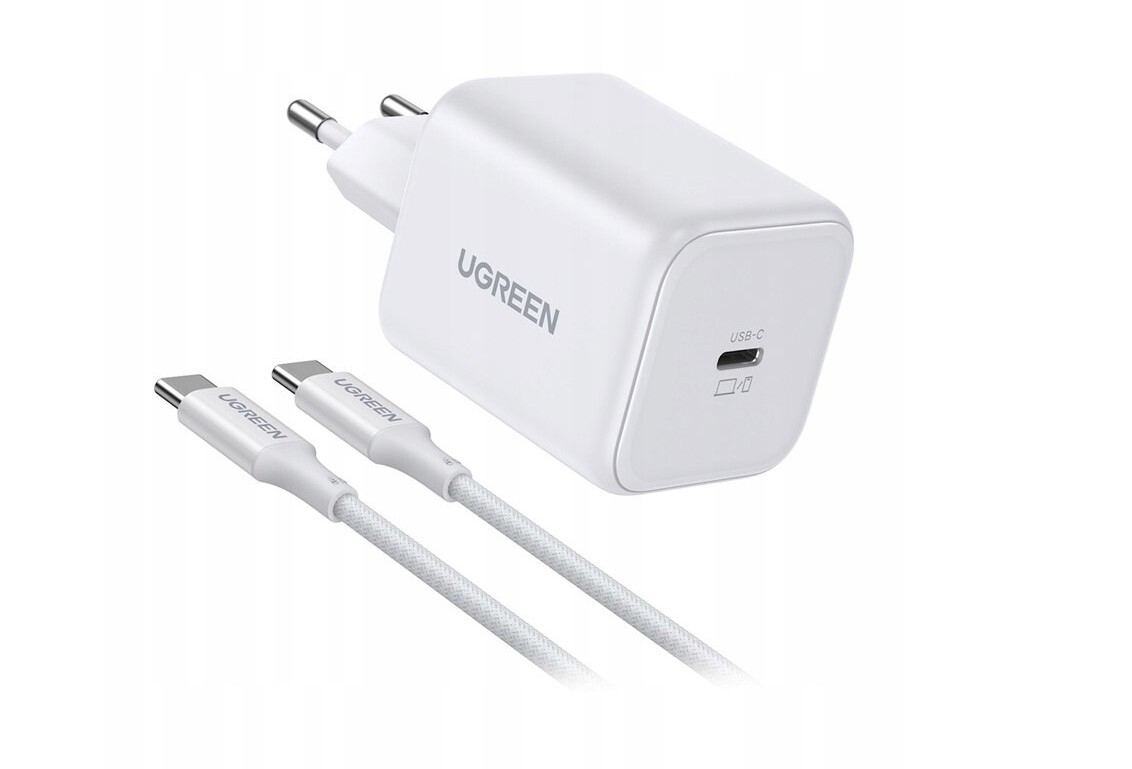 Ładowarka sieciowa Ugreen X524 USB-C GaN 45W + kabel 1m biała Ładowarka sieciowa Ugreen X524 USB-C GaN 45W + kabel 1m biała