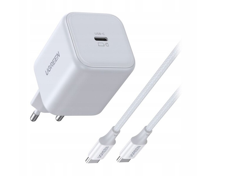 Zdjęcie produktu: Ładowarka sieciowa Ugreen X524 USB-C GaN 45W + kabel 1m biała Zdjęcie produktu: Ładowarka sieciowa Ugreen X524 USB-C GaN 45W + kabel 1m biała