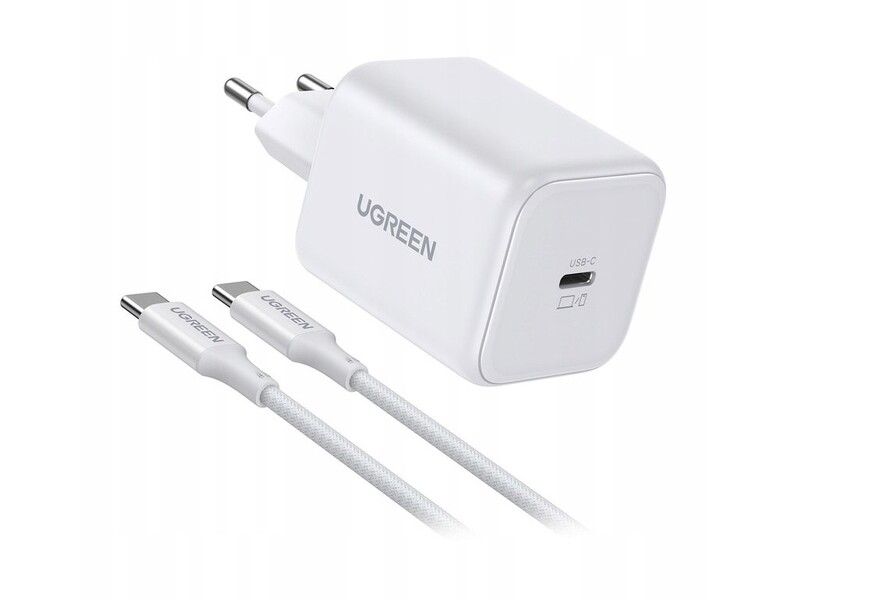 Zdjęcie produktu: Ładowarka sieciowa Ugreen X524 USB-C GaN 45W + kabel 1m biała Zdjęcie produktu: Ładowarka sieciowa Ugreen X524 USB-C GaN 45W + kabel 1m biała