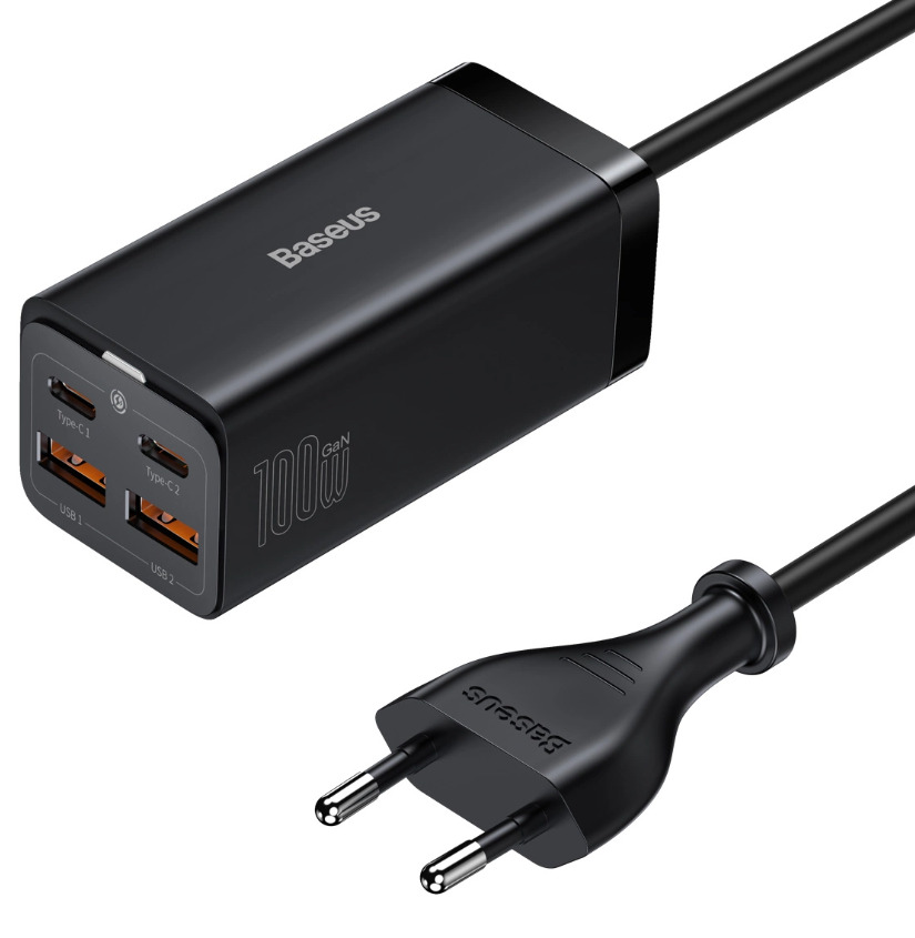 Baseus GaN3 Pro 2x USB Typ C / 2xUSB 100W PD3.0 QC4.0 AFC czarny CCGP000101 Baseus GaN3 Pro 2x USB Typ C / 2xUSB 100W PD3.0 QC4.0 AFC czarny CCGP000101