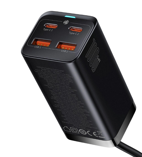 Zdjęcie produktu: Baseus GaN3 Pro 2x USB Typ C / 2xUSB 100W PD3.0 QC4.0 AFC czarny CCGP000101 Zdjęcie produktu: Baseus GaN3 Pro 2x USB Typ C / 2xUSB 100W PD3.0 QC4.0 AFC czarny CCGP000101