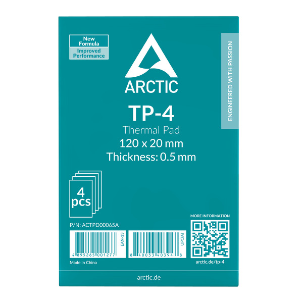 Zdjęcie produktu: Arctic TP-4 120x20mm, thermopad 0.5mm, 4 szt (ACTPD00065A)
