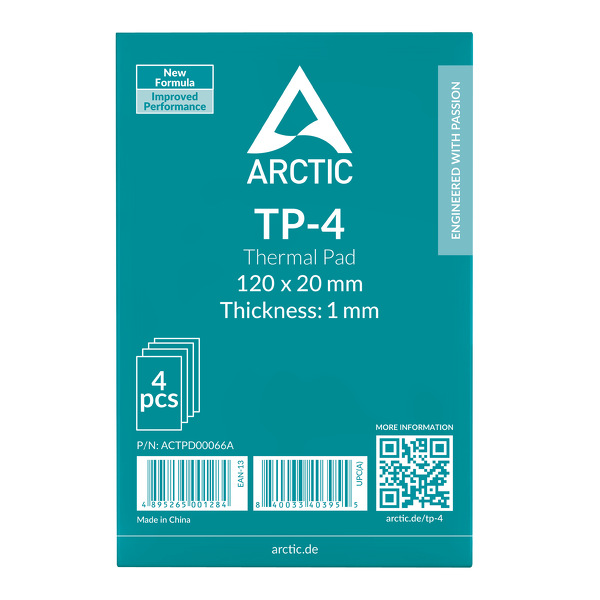 Zdjęcie produktu: Arctic TP-4 120x20mm, thermopad 1.0mm, 4 szt (ACTPD00066A)