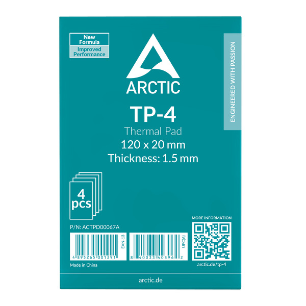 Zdjęcie produktu: Arctic TP-4 120x20mm, thermopad 1.5mm, 4 szt (ACTPD00067A)