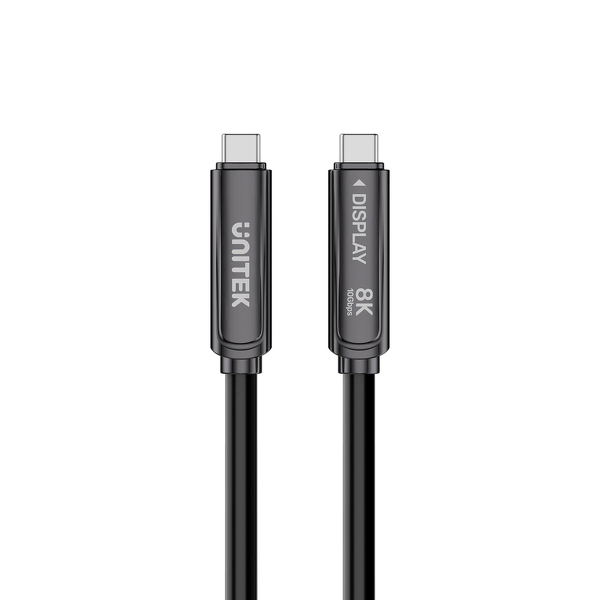 Zdjęcie produktu: Unitek Kabel optyczny USB-C 10Gbps PD60W 8K@30Hz czarny 10m Zdjęcie produktu: Unitek Kabel optyczny USB-C 10Gbps PD60W 8K@30Hz czarny 10m