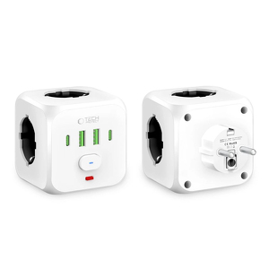 Miniatura produktu: Listwa zasilająca Tech-Protect PCL3x4, 2x USB-A, 2x USB-C, 3x AC Typ Schuko - biała