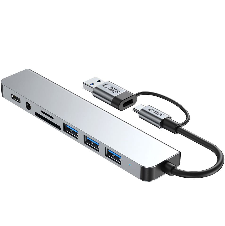Tech-Protect HB06 HUB Adapter 8w1 TYP-C + USB2.0 + USB3.0 + SD/TF + AV3.5