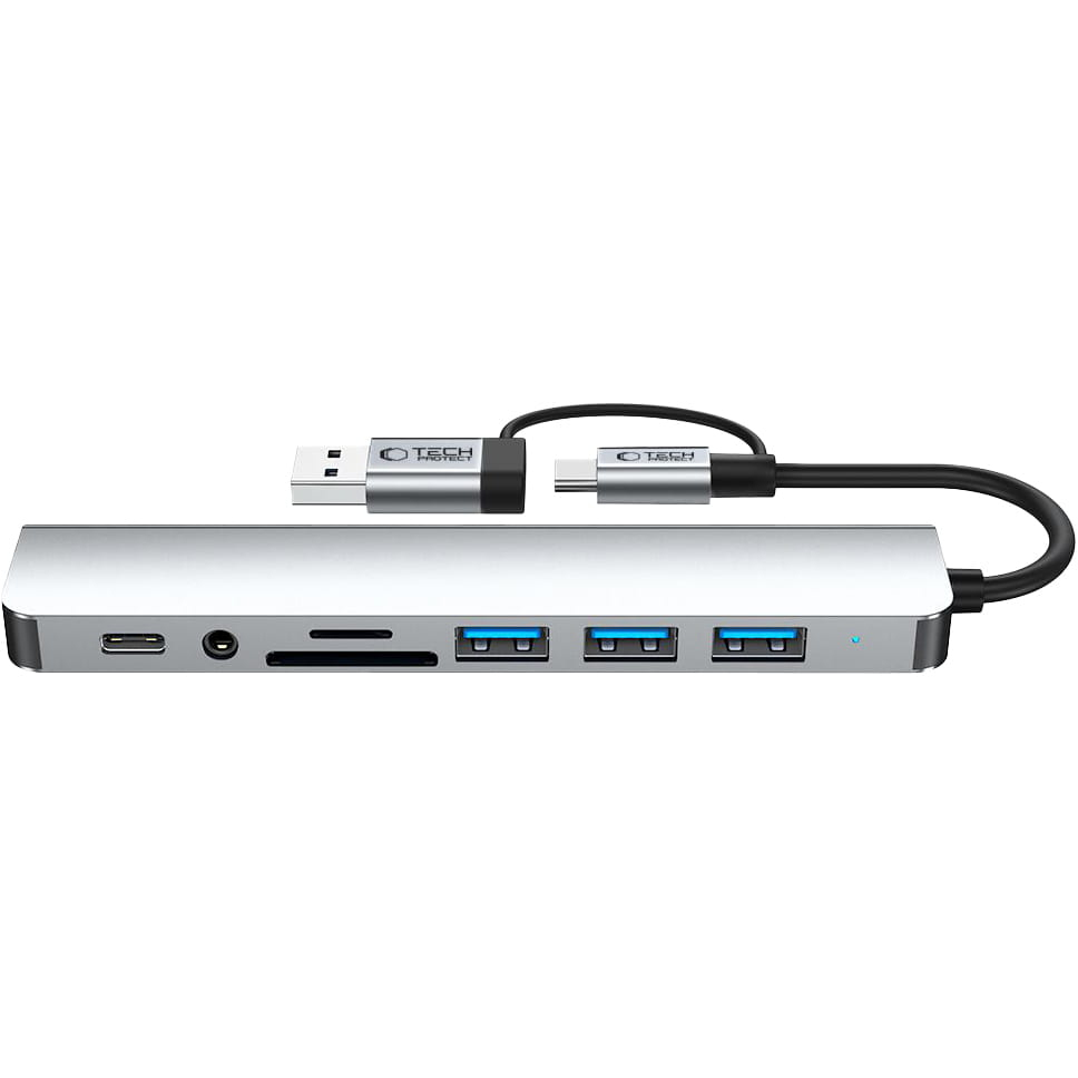 Tech-Protect HB06 HUB Adapter 8w1 TYP-C + USB2.0 + USB3.0 + SD/TF + AV3.5