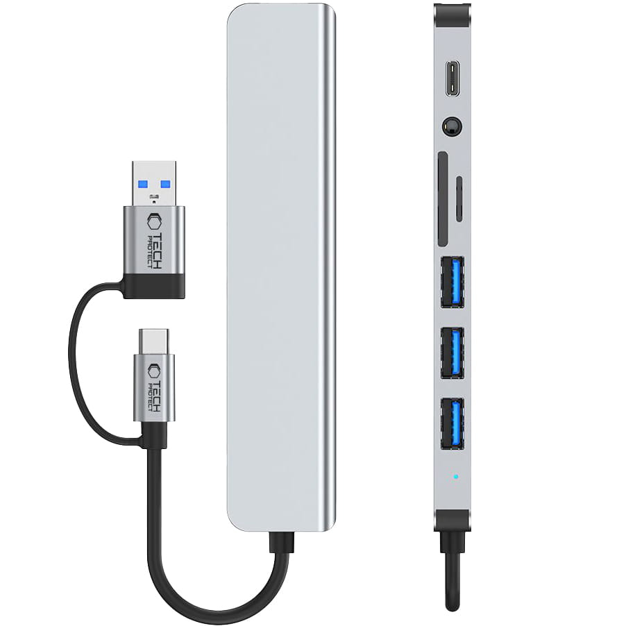 Tech-Protect HB06 HUB Adapter 8w1 TYP-C + USB2.0 + USB3.0 + SD/TF + AV3.5