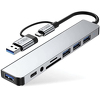 Tech-Protect HB06 HUB Adapter 8w1 TYP-C + USB2.0 + USB3.0 + SD/TF + AV3.5 - szary