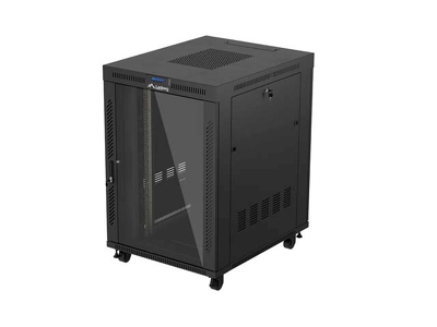 Miniatura produktu: Szafa Instalacyjna Rack Stojąca 19" 22U 800x1000 Czarna Drzwi Przeszklone LCD Lanberg (Flat Pack) V2