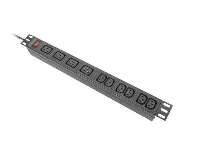 Listwa zasilająca rack PDU Lanberg 1U 16A 2m 4x C19 6x IEC C13 czarna C20