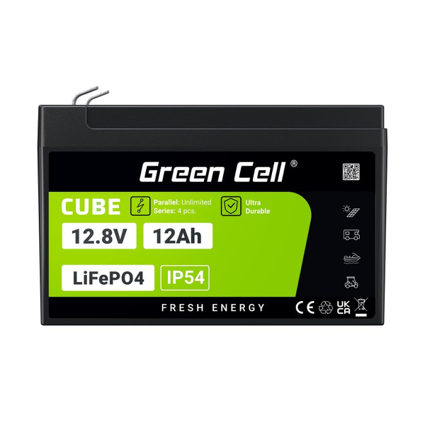 Zdjęcie produktu: Green Cell CUBE LiFePO4 12Ah 12.8V 153.6Wh Litowo-Żelazowo-Fosforanowy