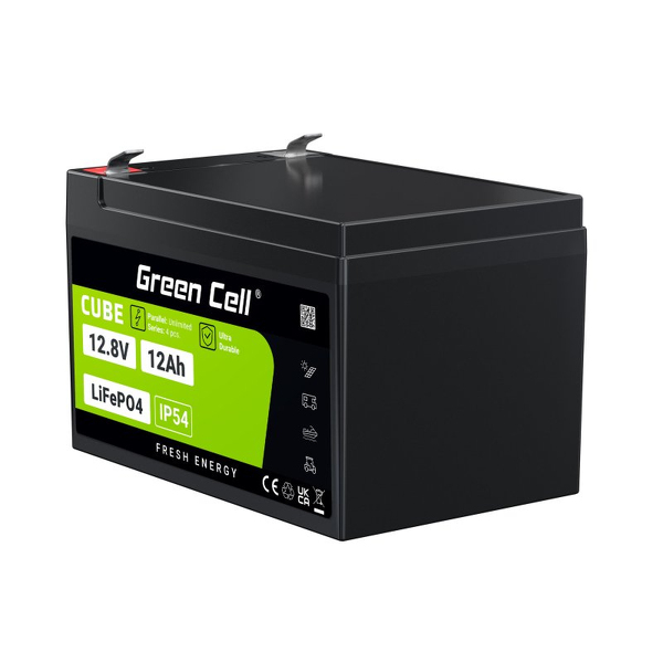 Zdjęcie produktu: Green Cell CUBE LiFePO4 12Ah 12.8V 153.6Wh Litowo-Żelazowo-Fosforanowy