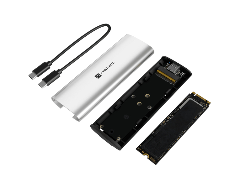 Zdjęcie produktu: Obudowa SSD Natec Rhino M.2 NVMe Lite USB-C 3.2 Gen 2 Arctic Silver