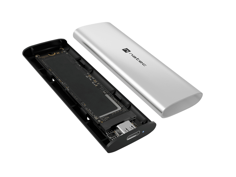 Zdjęcie produktu: Obudowa SSD Natec Rhino M.2 NVMe Lite USB-C 3.2 Gen 2 Arctic Silver
