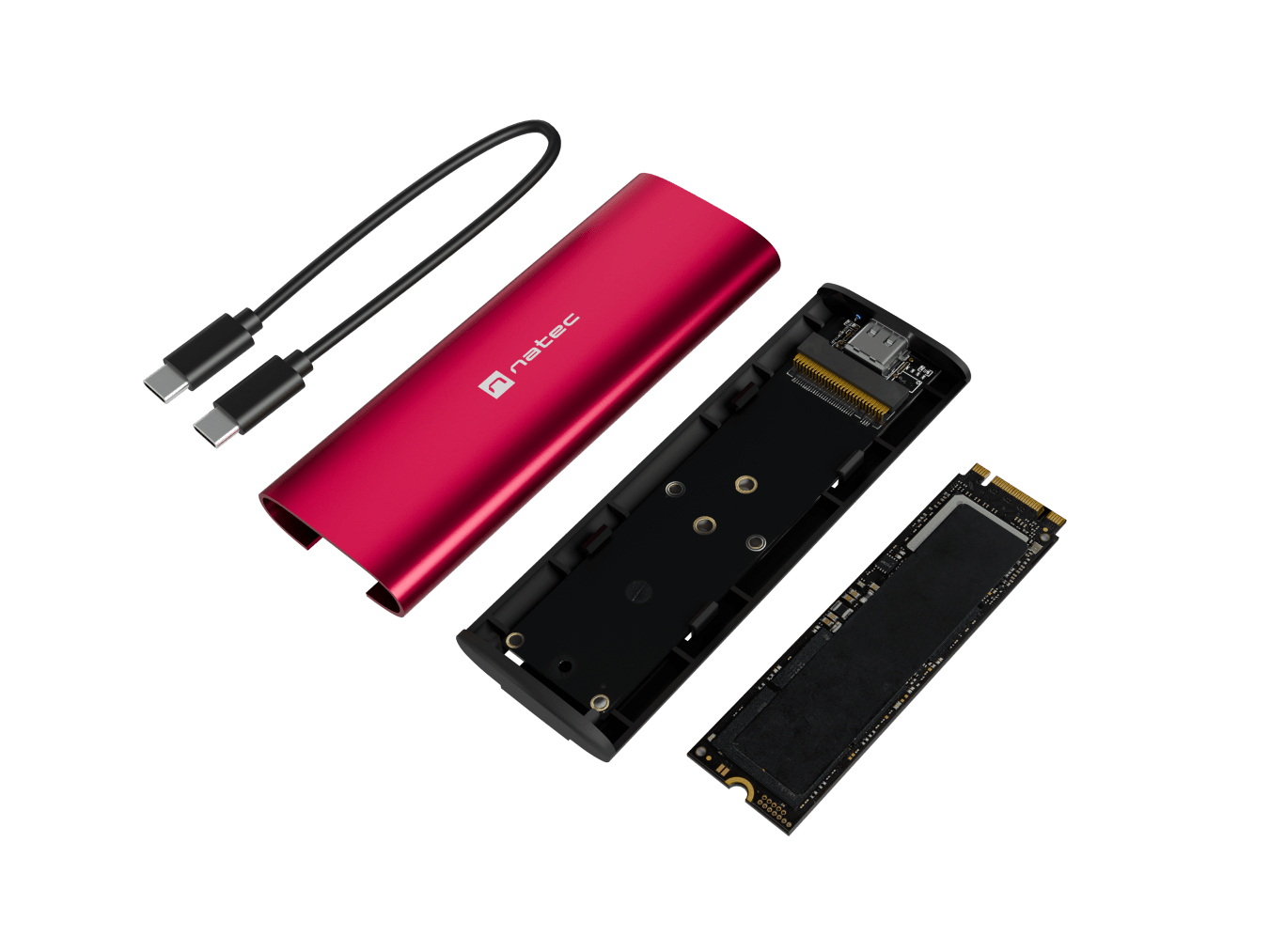 Obudowa zewnętrzna SSD Natec Rhino M.2 NVMe Lite USB-C 3.2 Gen 2 Ruby Red